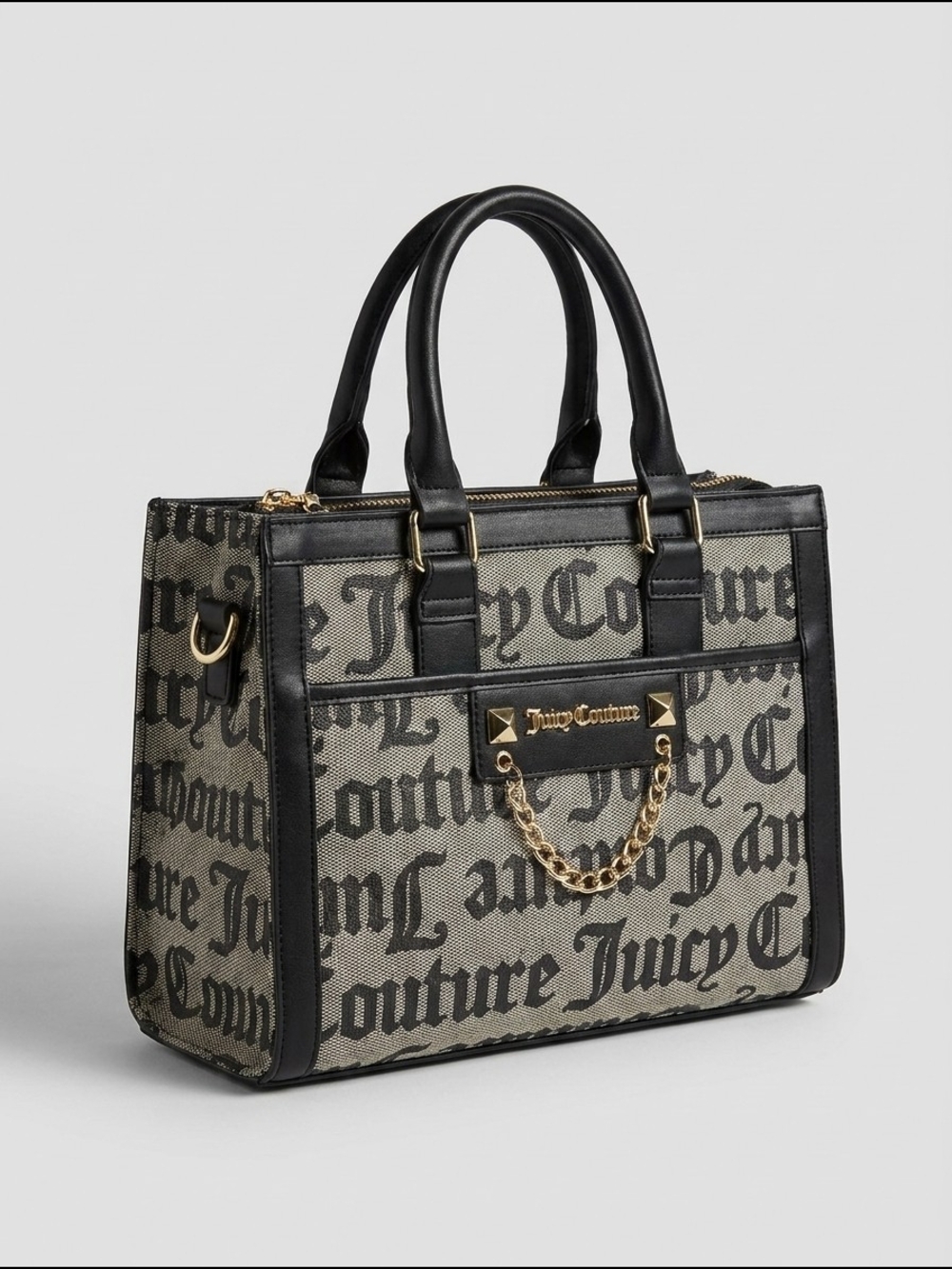 Juicy Couture Black‎ Logo Jacquard Satchel
